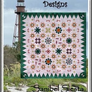 Sanibel Siesta BOM is a Modern Intermediate Pattern by Whirligig Designs that finishes 96" x 96" it's a Huge Beautiful Quilt