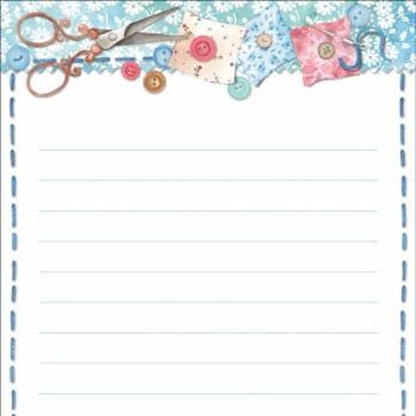 Quilting and Sewing Themed Note Pad and Stationary, Sold Separately,