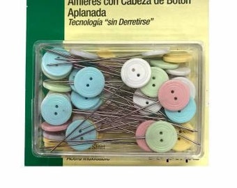 Button Flat Head Pin Size 24 - 1 1/2in 50ct features Pastel Button Pins