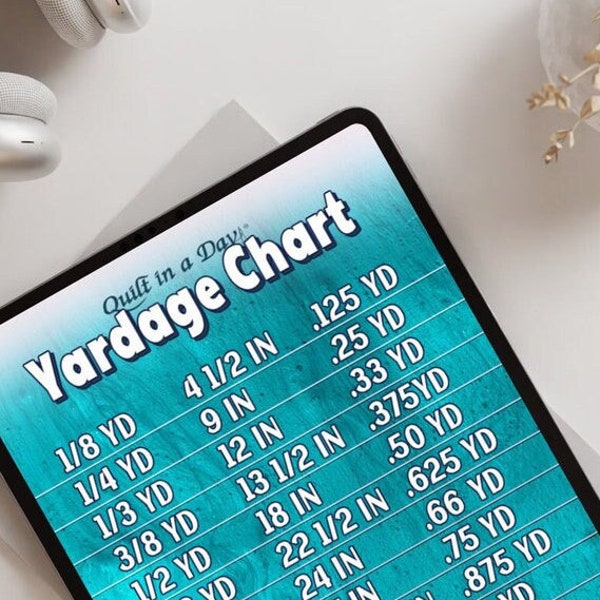 Digital Printable Yardgage Chart, Keep Your Knowledge of Yardage Handy, Get to Know it Like the Back of Your Hand, Quilt in a Day