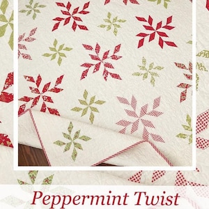 Peppermint Twist Quilt Pattern by The Pattern Basket - Fat eighth friendly holiday quilt pattern