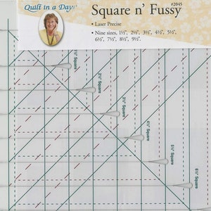 Square n' Fussy Ruler by Quilt in a Day, Slotted Strip Ruler, Quilt in a Day Sewing Templates