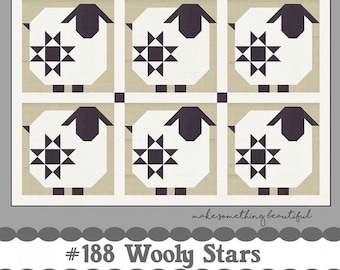 Wooly Stars Quilt Pattern by Corey Yoder for Coriander Quilts - Fat Quarter Friendly Sheep Themed Quilt Pattern, Star Quilt Pattern