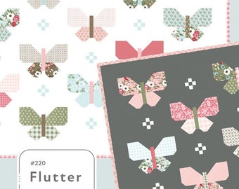 Flutter Quilt Pattern by Lella Boutique - Fat eighths butterfly quilt pattern
