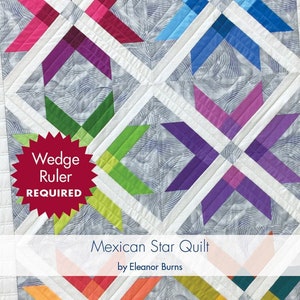 Digital Download, Mexican Star Quilt Pattern, Downloadable, Print From Home, Quilt in a Day, Geometrical, Stars, Strips, Quilting