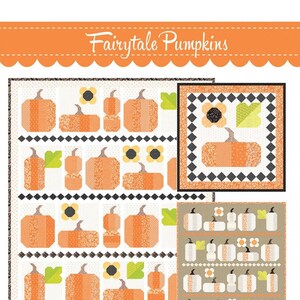 Fairytale Pumpkins Quilt Pattern by Fig Tree Quilts - Fat quarter friendly pumpkin sampler, table runner, or mini quilt pattern