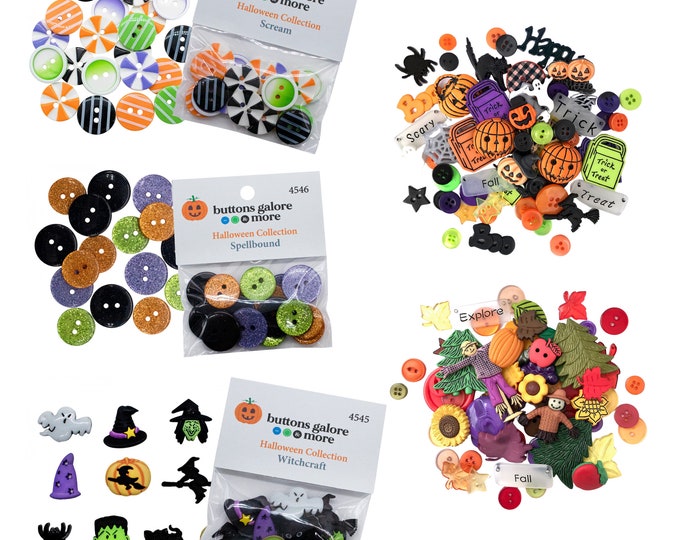 Buttons Galore & More- 5 Assorted Fall / Autumn / Halloween Button ...