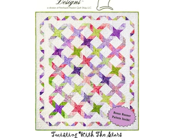 Twisting With the Stars Quilt Pattern by Little Louise Designs - Layer cake and jelly roll friendly quilt pattern