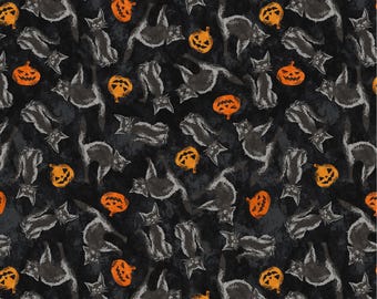 Spooky Cats - Night - Hallow's Eve by Whistler Studios for Windham, cotton fabric sold by the quarter yard, choose your cut