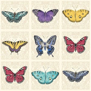 Butterfly Nouveau - Cream/Multi - Circle of Butterflies from Benartex Fabrics - PANEL