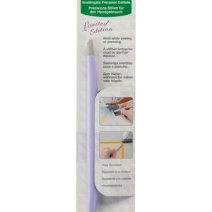 May include: A purple Clover Hold It Precision Stiletto, a heat-resistant tool for sewing and pressing. The packaging features the text "Limited Edition" and instructions in multiple languages.