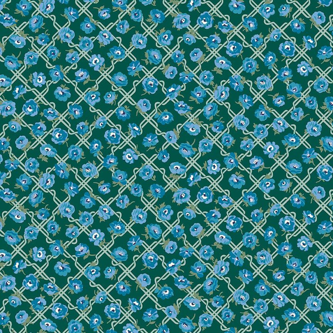 Rosemary Blooms - C - Blue Green - Floral Nostalgia for Riley Blake ...