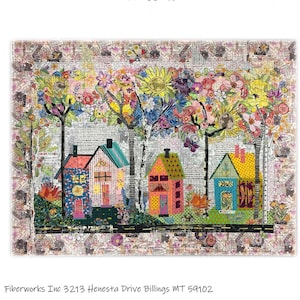 Birch Street Collage Pattern by Laura Heine, Floral Home Sweet Home Themed Quilt Pattern for Wall Hanging Floral Lovers