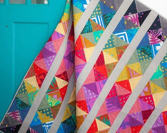 Spectrum Pattern by Alison Glass is a Huge Quilt Pattern Featuring Easy Triangles, Make it Your Own Color Palette or Ombre Quilt Pattern