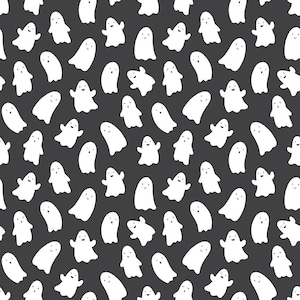 Hey Pumpkin by My Mind&#39;s Eye for Riley Blake Designs - Ghosts - Charcoal, sold by the quarter yard, choose your cut