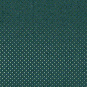 May include: Teal fabric with a repeating pattern of small, evenly spaced yellow dots. The dots are slightly irregular in shape, giving the fabric a textured appearance. The background is a solid teal color.