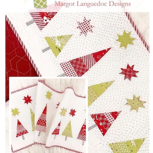 Snowy Pines Table Runner Pattern by The Pattern Basket - Fat eighth friendly holiday tree table runner pattern