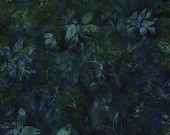 Leaf Collections - Teal Bridgewater - Frosted Foliage from Island Batik, sold by the quarter yard