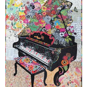 Piano Collage Pattern by Laura Heine - Fiberworks fabric art collage quilt pattern