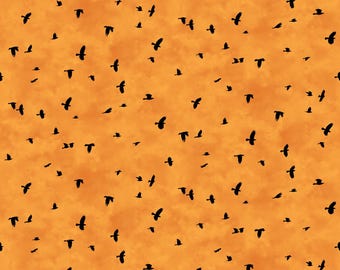 Mini Crows - Orange - Spellbound by Deborah Edwards for Northcott Fabrics, sold by the quarter yard, choose your cut