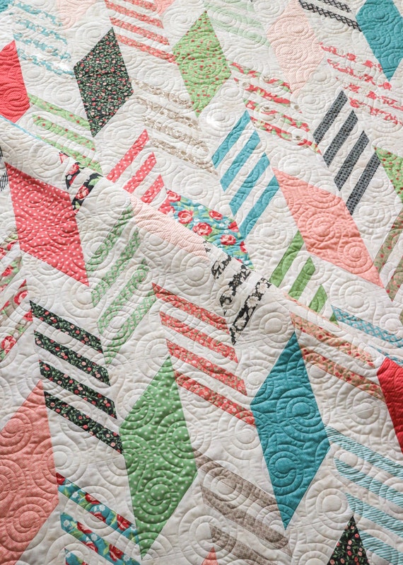 Modern Herringbone Lella Boutique Quilt Pattern is Great in Etsy