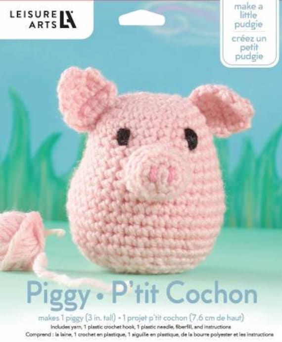 Leisure Arts Pudgies Cow, Complete Crochet Kit, 3 inch
