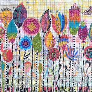 Seed Pods Collage Pattern by Laura Heine Outdoor Themed Floral Collage Quilters Pattern, Fiberworks Collage Patterns