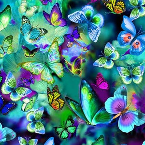 Electric Butterflies - Multi - Butterfly Garden from Timeless Treasures Fabrics, sold by the quarter yard, choose your cut