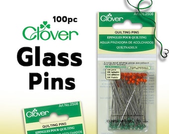Clover Glass Head Quilting Pins (fine), 100 Pins per Pack, Heat Resistant Quilting Extra Long Pins, Fabric Pins for Sewing and Quilters
