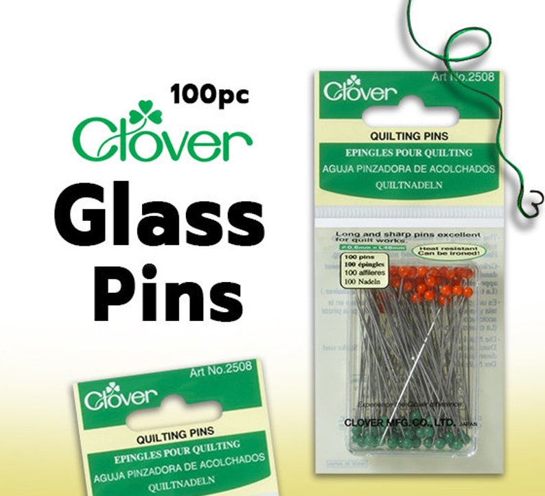 Clover Glass Head Quilting Pins fine 100 Pins per Pack Etsy