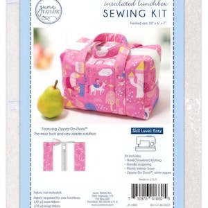 Insulated Lunchbox Tote Kit (White Zipper) by June Tailor, quick and easy insulated lunch bag sewing patterns