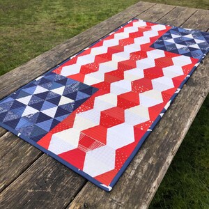 Cut Loose Press - O Say Can You See Table Runner Pattern by Krista Moser, easy quilted patriotic table topper, Veterans Day quilt