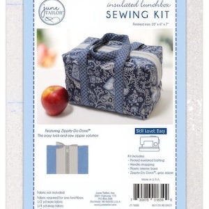 Insulated Lunchbox Tote KIT (Gray Zipper) by June Tailor, quick and easy simple insulated lunch bag sewing patterns