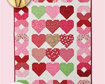 Hugs & Kisses PDF Download Quilt Pattern by Quilt in a Day - Valentines Day hugs and kisses quilt pattern