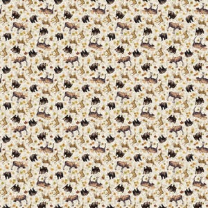 Wilderness by Greg Alexander for Northcott Fabrics - Tossed Animals - Beige Multi, sold by the quarter yard, choose your cut