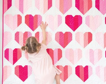 Infinite Hearts Quilt Pattern by Quilty Love - 5 sized included, easy Valentine's Day heart quilt