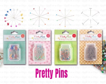 Pretty Pins, Lori Holt Designs, Riley Blake Designs Pretty Sewing Pins, Bee in my Bonnet, Blocking Pins, Quilting Pins, Head Pins, Applique