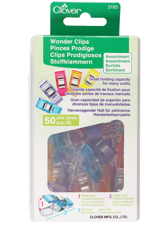 Wonder Clips by Clover, 50 Count, Multi Colored Craft Clips, 50 Pack, Mini Wonder  Clips, Sewing Clips, Quilters Clips, Assorted Colors 