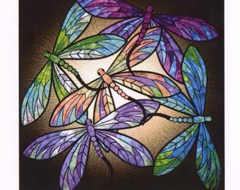 Hoffman Dance of the Dragonflies - Raw edge appliqué dragonfly pattern