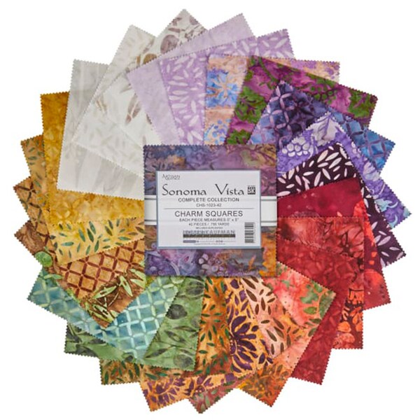 Colorful Batik Charm Pack, Artisan Batiks: Sonoma Vista 5 Inch Charm Squares 42 pcs