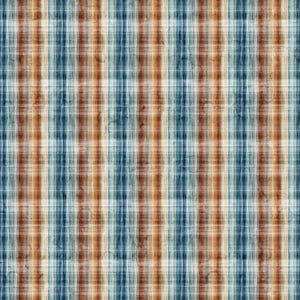 May include: A seamless pattern featuring a plaid design with vertical stripes in shades of blue, brown, and off-white. The pattern has a textured, slightly distressed appearance, suitable for fabric or digital backgrounds.