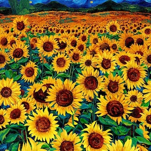 Sunflower Field - Digital - PANEL - Timeless Treasures - Sunflower Symphony