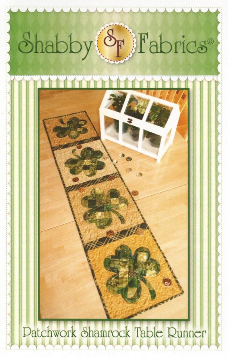 Patchwork Shamrock Table Runner Pattern by Jennifer Bosworth for Shabby Fabrics image 1