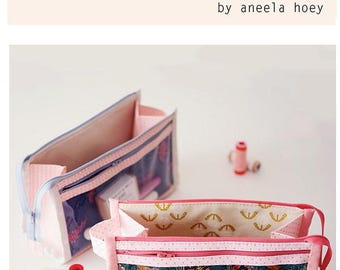 Inside Outside Pouch Pattern by Aneela Hoey - Fat quarter friendly quilted zippered pouch pattern