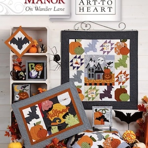 Art to Heart - Midnight Manor Block 10 on Wander Lane by Nancy Halvorsen - Applique, pieced quilt, a table topper, pot holder, pillows