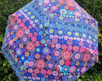 Exclusive! Beautiful printed umbrella with Kaffe Fassett's Row Flowers design, Two Styles Available Hurry While Supplies Last