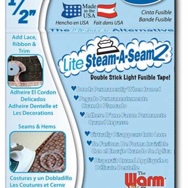 Double stick fusible for a temporary hold for two pieces of fabric, Steam A Seam 2 1/4in x 40yds Pkg, Applique Double Sided fusible