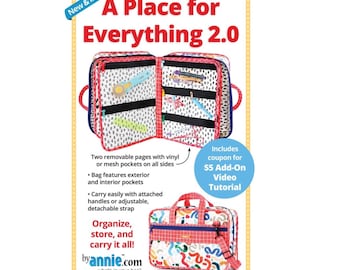 A Place for Everything 2.0 Pattern by Annie, notions carrier pattern, make your own multi pocket tool bag sewing pattern