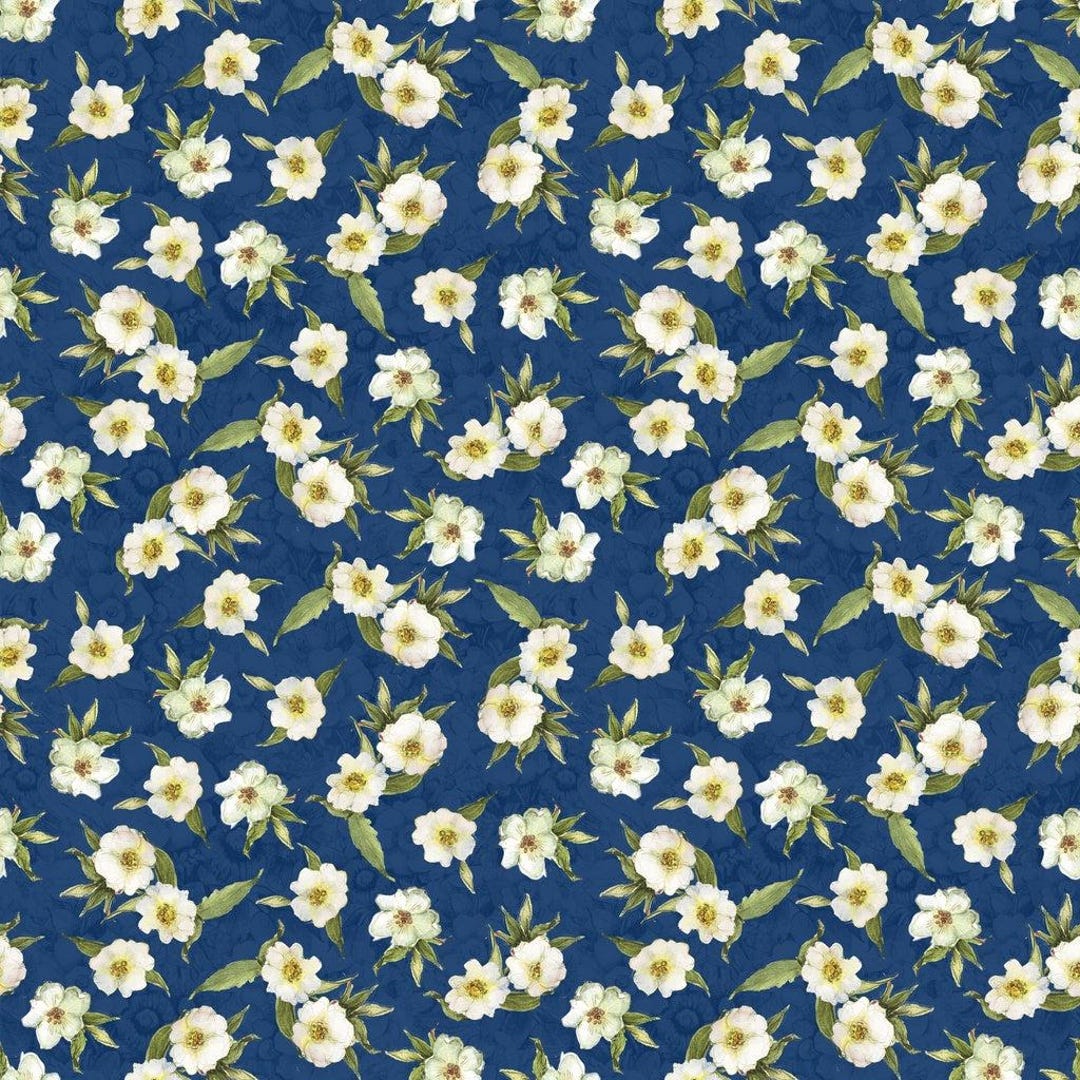 Patchwork Navi Small Floral - Navy - Patchwork Picnic by Susan Winget for Lumin ...