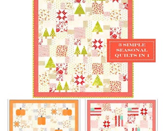 Seasonal Patchwork Quilt Pattern by Fig Tree Quilts - Americana, pumpkin, and Christmas patchwork quilt patterns